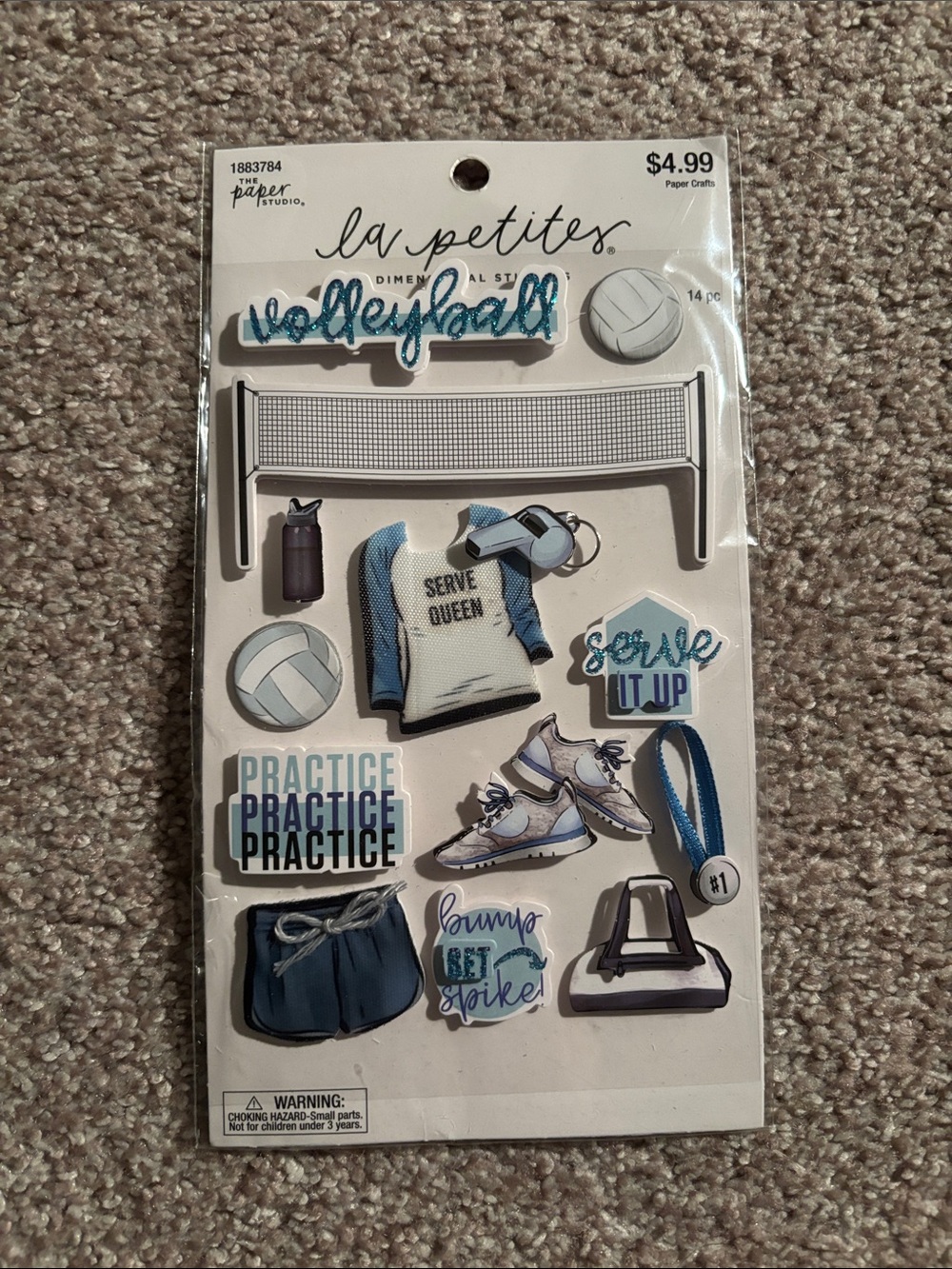 la petites Volleyball Dimensional Stickers - Blue & White
